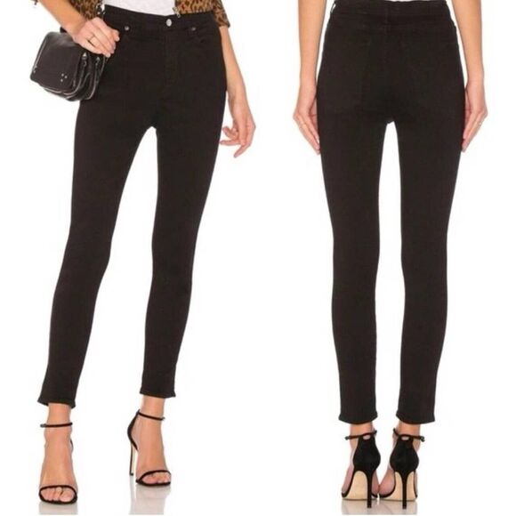 AGOLDE Roxanne Skinny Jeans Women’s Size 26 Jet Black Super High Rise - Picture 1 of 11